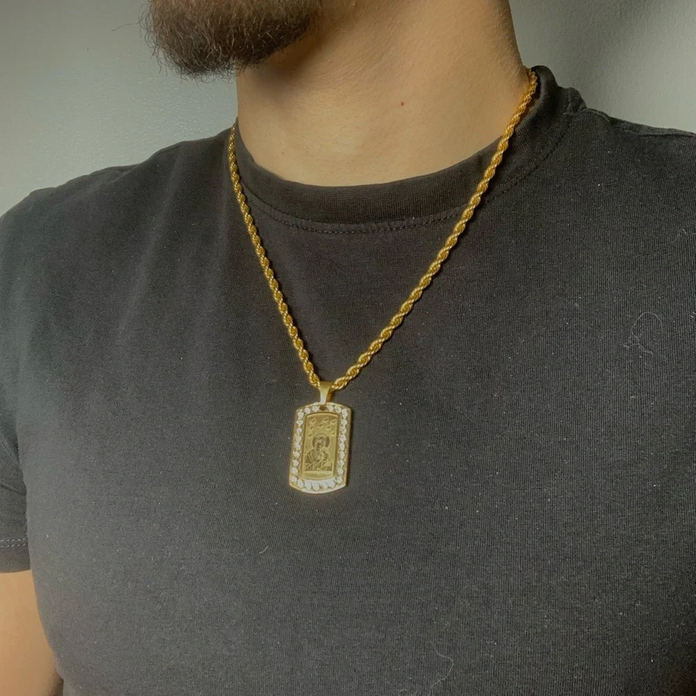 Gold Plated Virgin Mary Twisted Curb Rope Chain